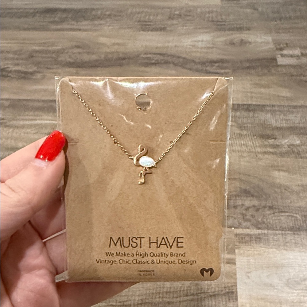 NWT Must Have Gold Flamingo Pendant Necklace